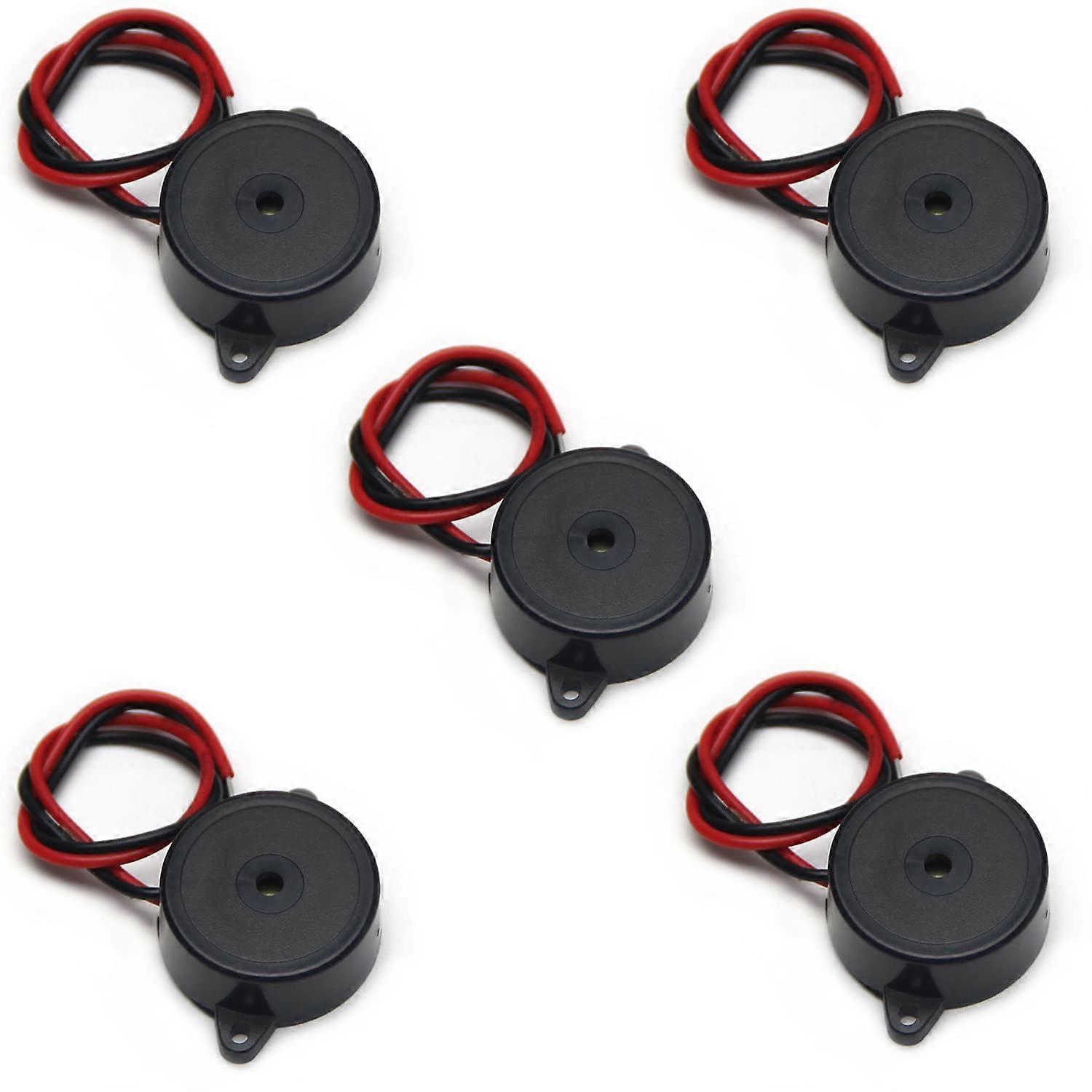 12V Buzzer, Active 90dB Continuous Tone Alarm, DC 12V Beeper, 5 Pack