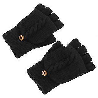 Women Fingerless Glove Knitted Warmth Outdoor Activities Black 16.70X10.80X1.50CM 1 Pair