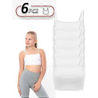 Set of 6 Solid Color Girls' Bra Tops - Comfortable Underwear for Everyday Wear, Any season,  HC 6067-052-pak6