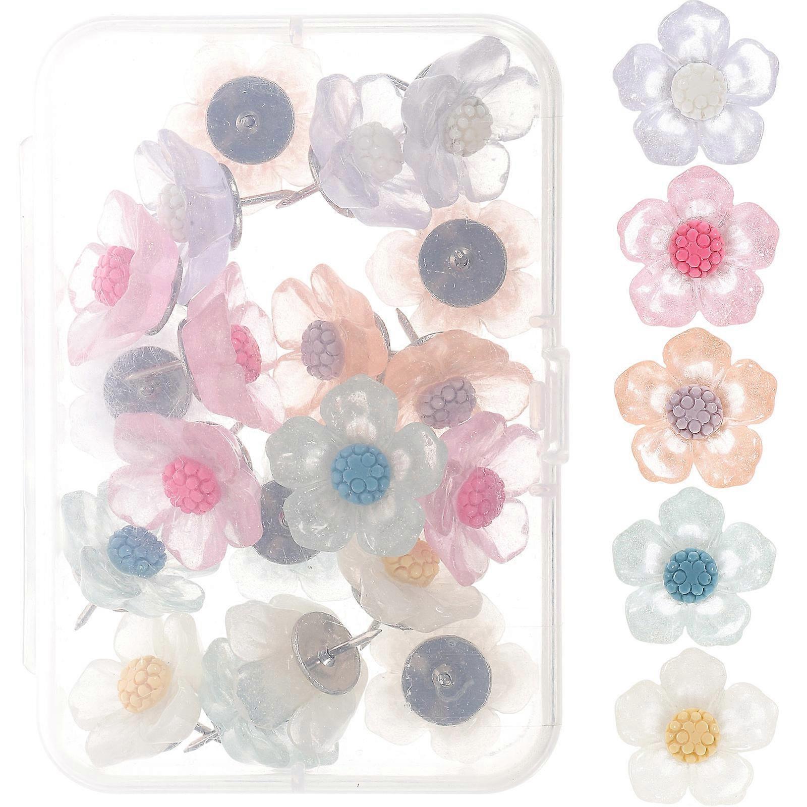 Assorted Color Flower Pushpins Multi-Function Thumbtacks 20Pcs for Home