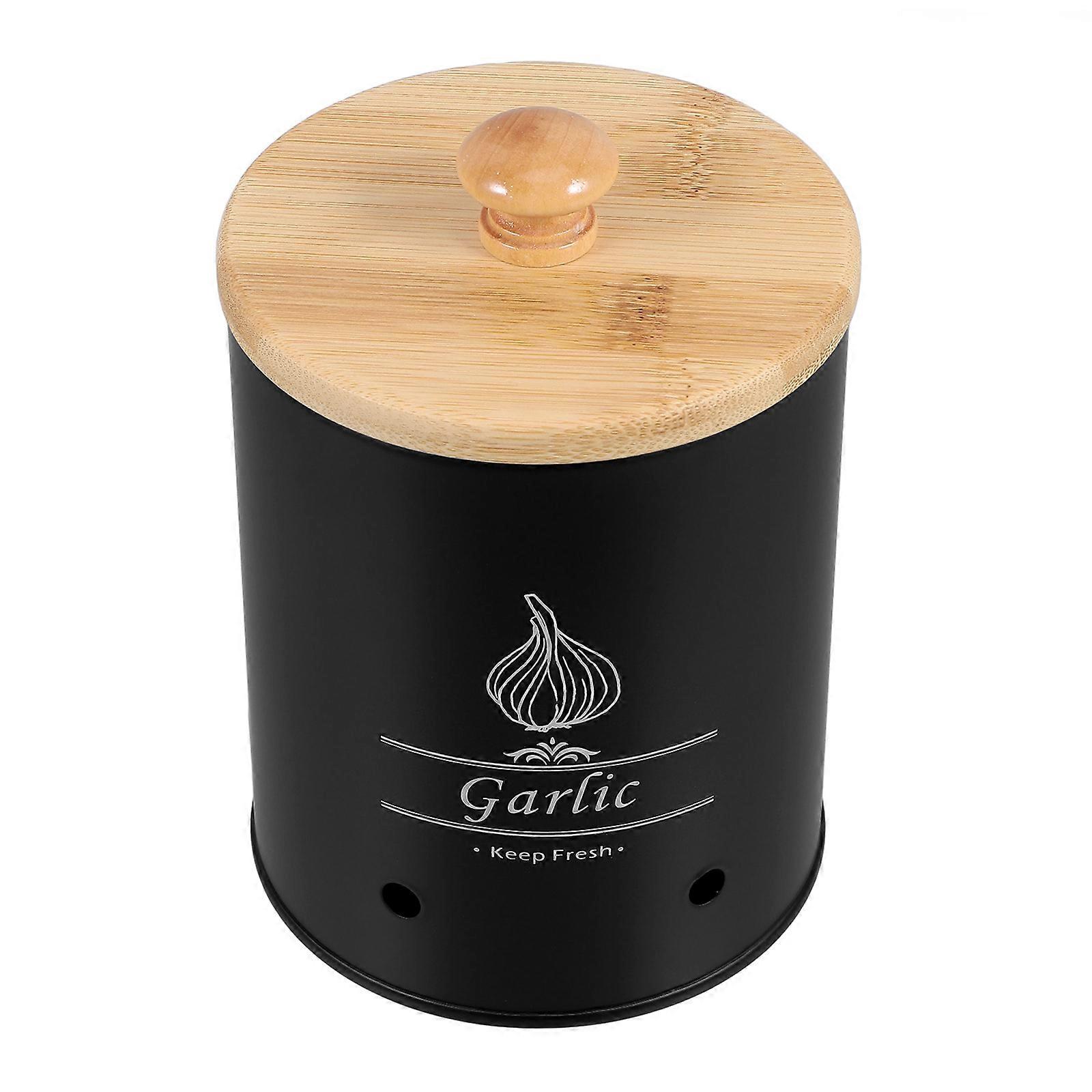 Garlic Keeper Vegetable Storage Container for Kitchen Black