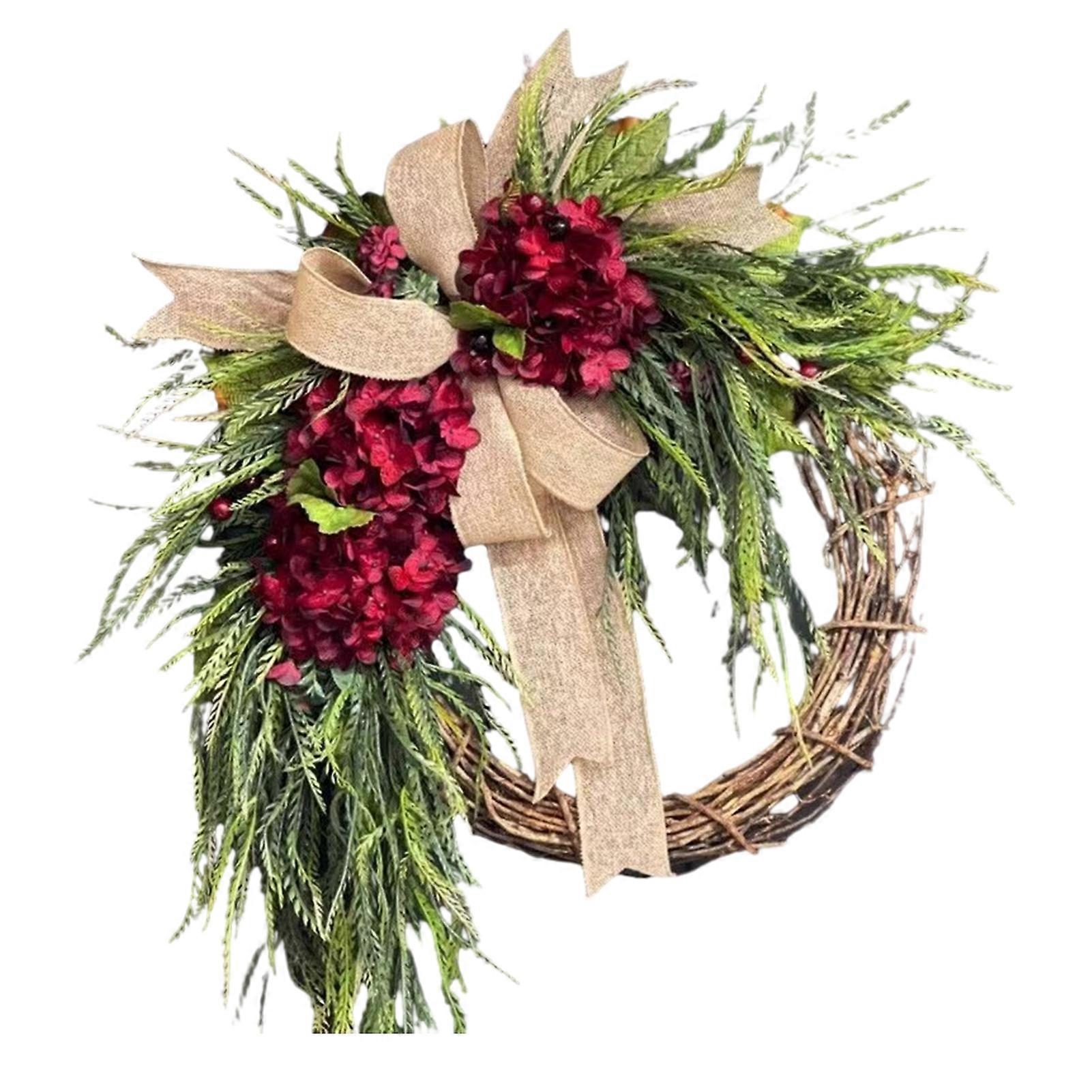 Hydrangea Wreath - Rustic & Burlap Bow - for Home Garden Wedding