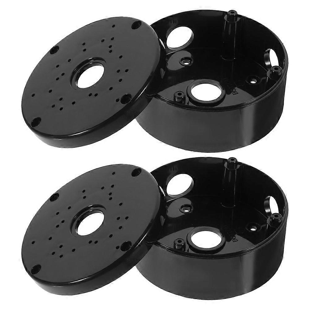 Black Waterproof Hide Cable Junction Box for Camera Use 2Pcs Set