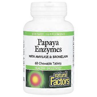 Natural Factors, Papaya Enzymes with Amylase & Bromelain, 60 Chewable Tablets, 4-Pack