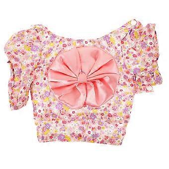 1pc japansk kimono med små blomster udskrivning outfit kostumer til kæledyr hunde hvalp (pink s)