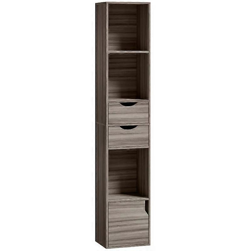 Modern slim bookcase with 2 drawers