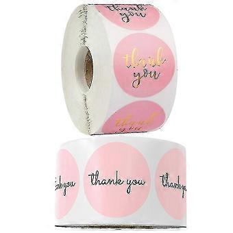 2 Rolls Thank You Letters Sealing Stickers Pink Round Label Packing Decals Party Decor For Gift Enve