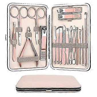 18 In 1 Edelstahl Nagelknipser Kit für Pediküre Nägel Schönheit Maniküre Werkzeuge (Roségold)