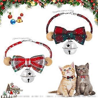 2 PCS Hundehalsband, Weihnachten Fliege Hundehalsband Verstellbare Haustierhalsbänder mit Sicherheitsverriegelungsschnalle Anti-Erstickungs-Schleifenknoten (Kampferholz)