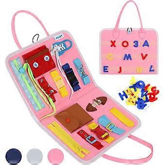 KATEA Busy Board for Toddlers, Montessori Toys to Learn Fine Motor Skill, Educational Sensory Board with Buckles, Toddler Activities for Travel Car Ai