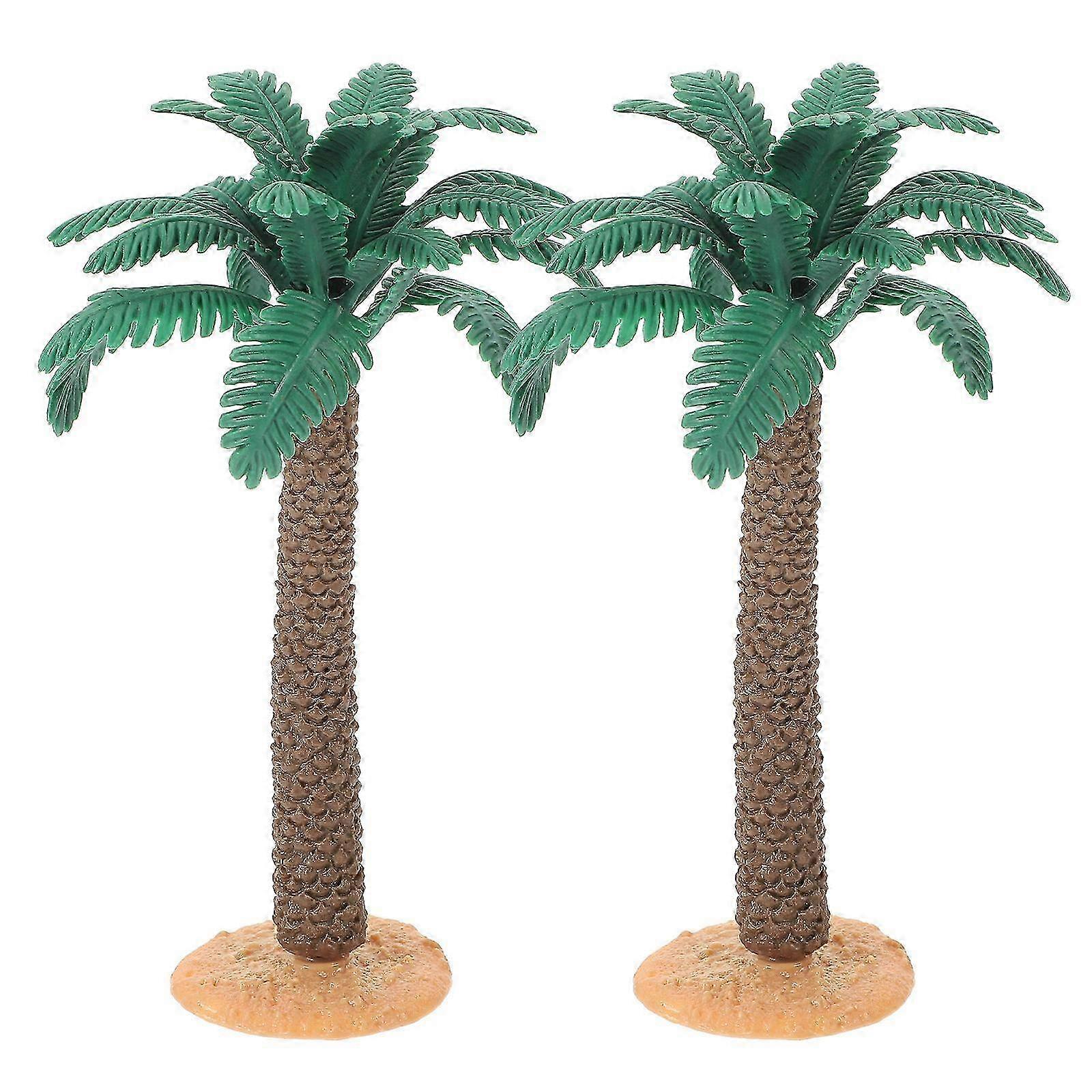 2Pcs Plastic Palm Tree Micro Landscape Palm Trees Model Simulation Plant Model