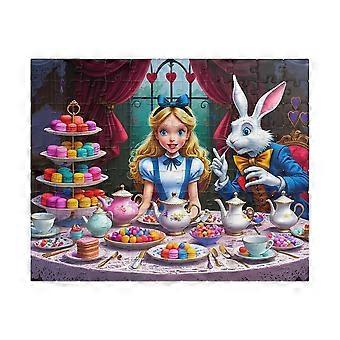 Alice in Wonderland Tea Party with White Rabbit Puzzle, Fun Jigsaw Puzzle FBL-098