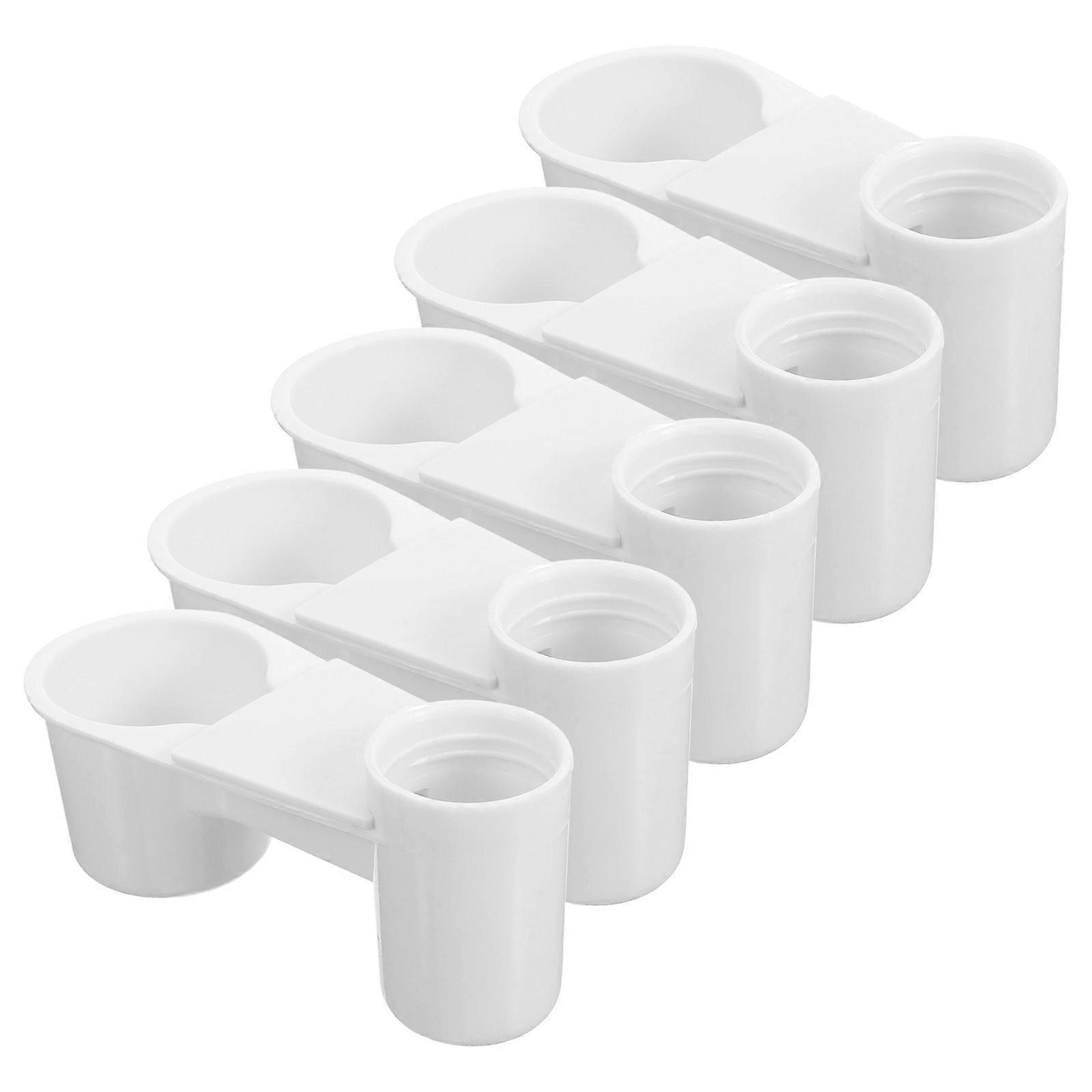 Conjunto de 5 comedouros automáticos de plástico para pássaros.