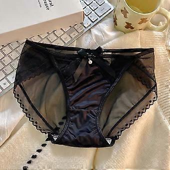 Damen-Slip mit mittelhohem Bund, Spitzenbesatz, atmungsaktives Mesh für Mädchen