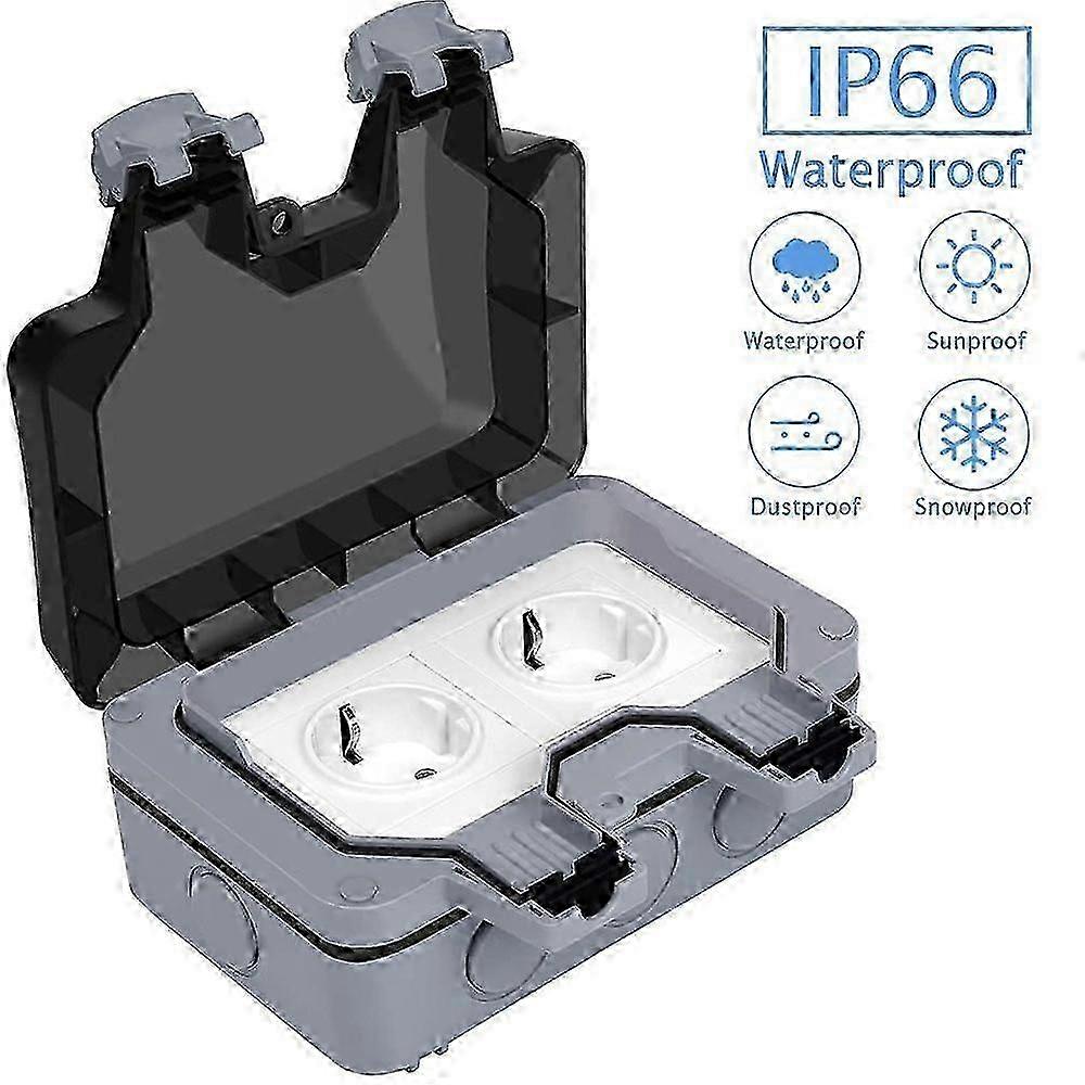 Socket with lid outdoors - All in one frame + flush-mounted insert + cover, waterproof external socket, dustproof surface-mounted socket