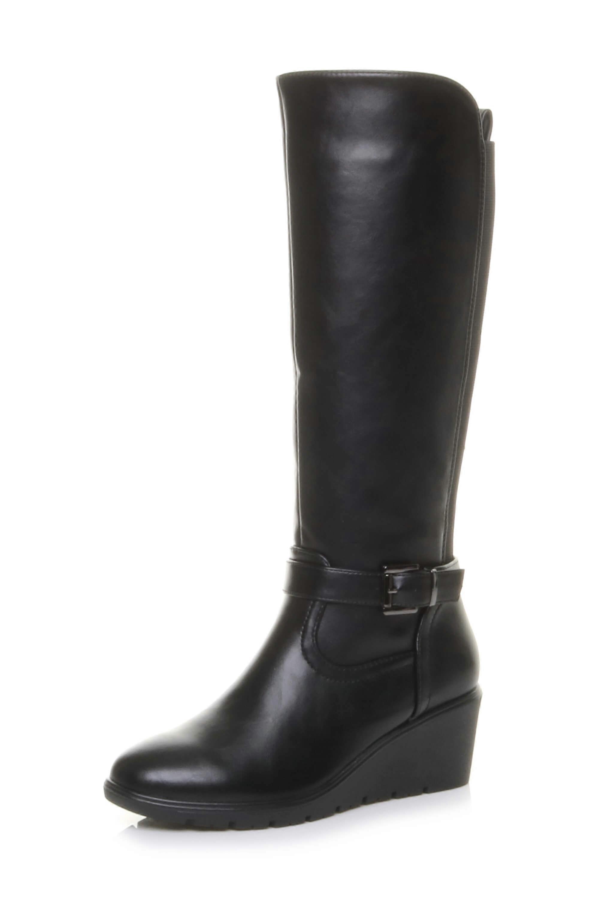 Mid Wedge Heel Stretch Calf Boots