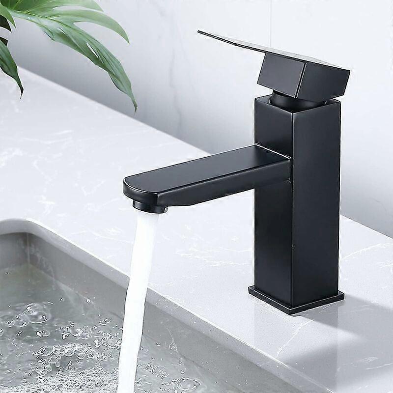 Solid Brass Modern Matte Black Square Faucet
