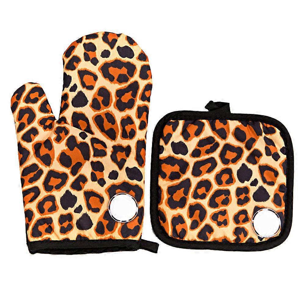 Oven Gloves For Kitchen Baking Enthusiasts Polyester Thickened Design 1Set