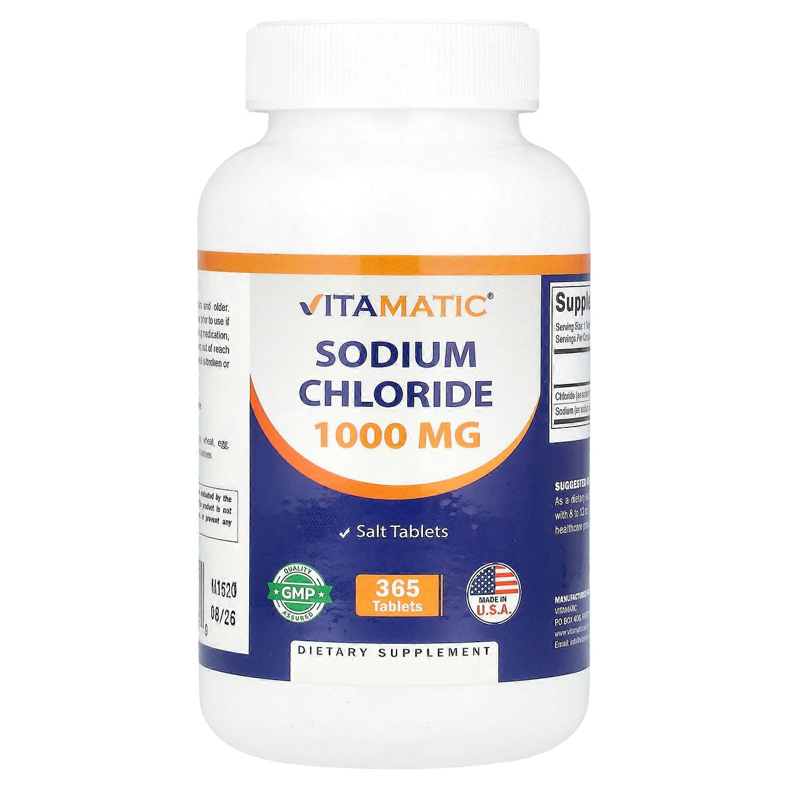 2 x Vitamatic, Sodium Chloride, 1,000 mg, 365 Tablets