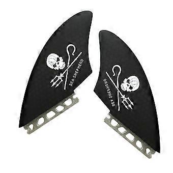 Surfboard Keel Fin Single Dual Tab Fin Skull Fin for Paddleboard Skimboard Longboard Surfboard Funboard,Black，Grey