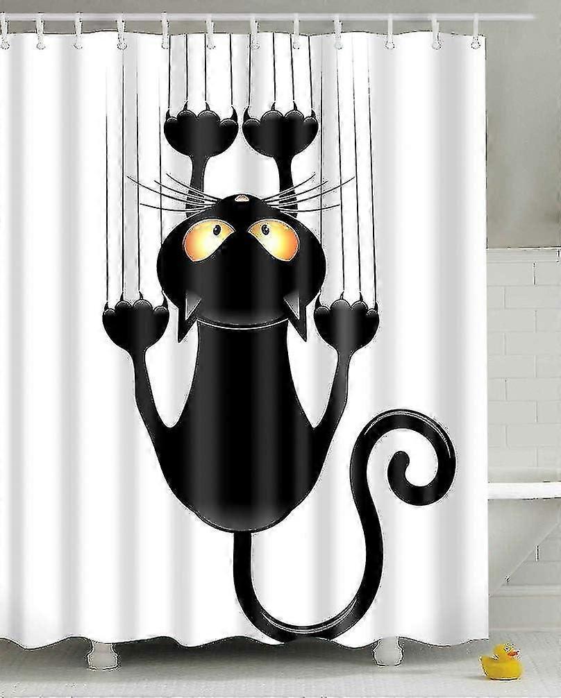 Mildew-Resistant Cat Print Shower Curtain