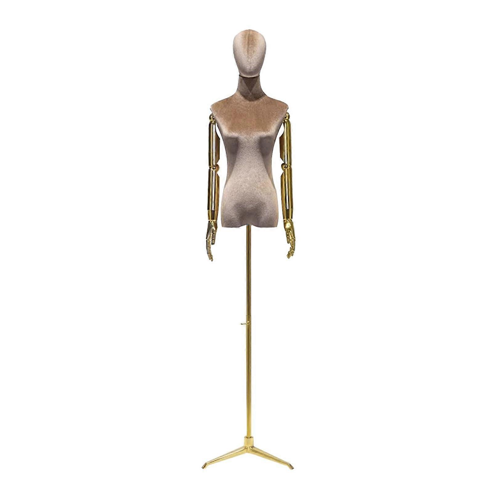 Small Adjustable Display Mannequin Brown with Electroplated Robotic Arm and Stable Triangular Metal Bracket