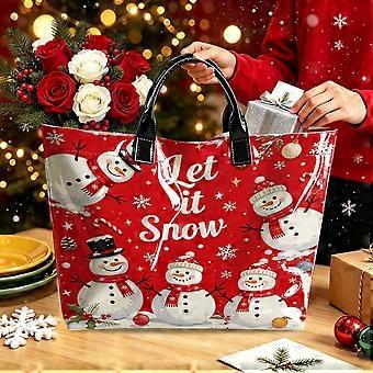 Santa Claus Tote Bag, Funny Santa holiday slogan print, PVC and Polyester Reusable Shopping Carryall, 44 x 31 x 12.5 cm, for Christmas Shopping
