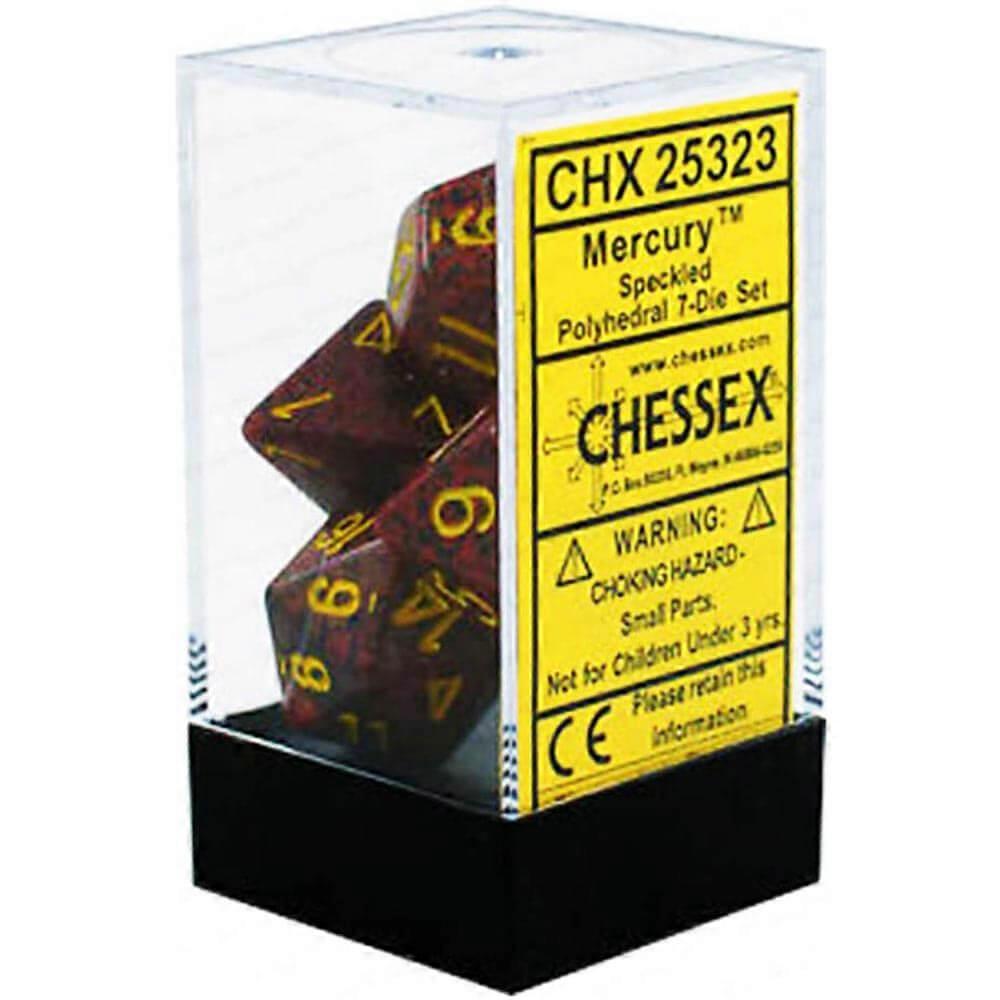 MERCURY Sharp-edged Unique Crafted D7 Die Set Dice Speckled Polydheral (7 Dice)