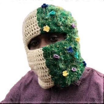 Balaclava Ski Mask Khaki Green Knit Full Face Cover for Men and Women, Windproof Winter Protection