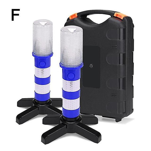 2Pc Led Traffic Light Magnetic Flashlight Emergency Baton Car Warning Light Road Security Flashing Strobe Lamp With Storage Case