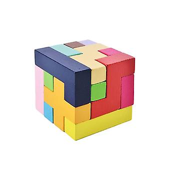 Puzzle En Bois Tetris 3D Coloré - Jeu Educatif Montessori Avec 42 Blocs Et Sac De Rangement