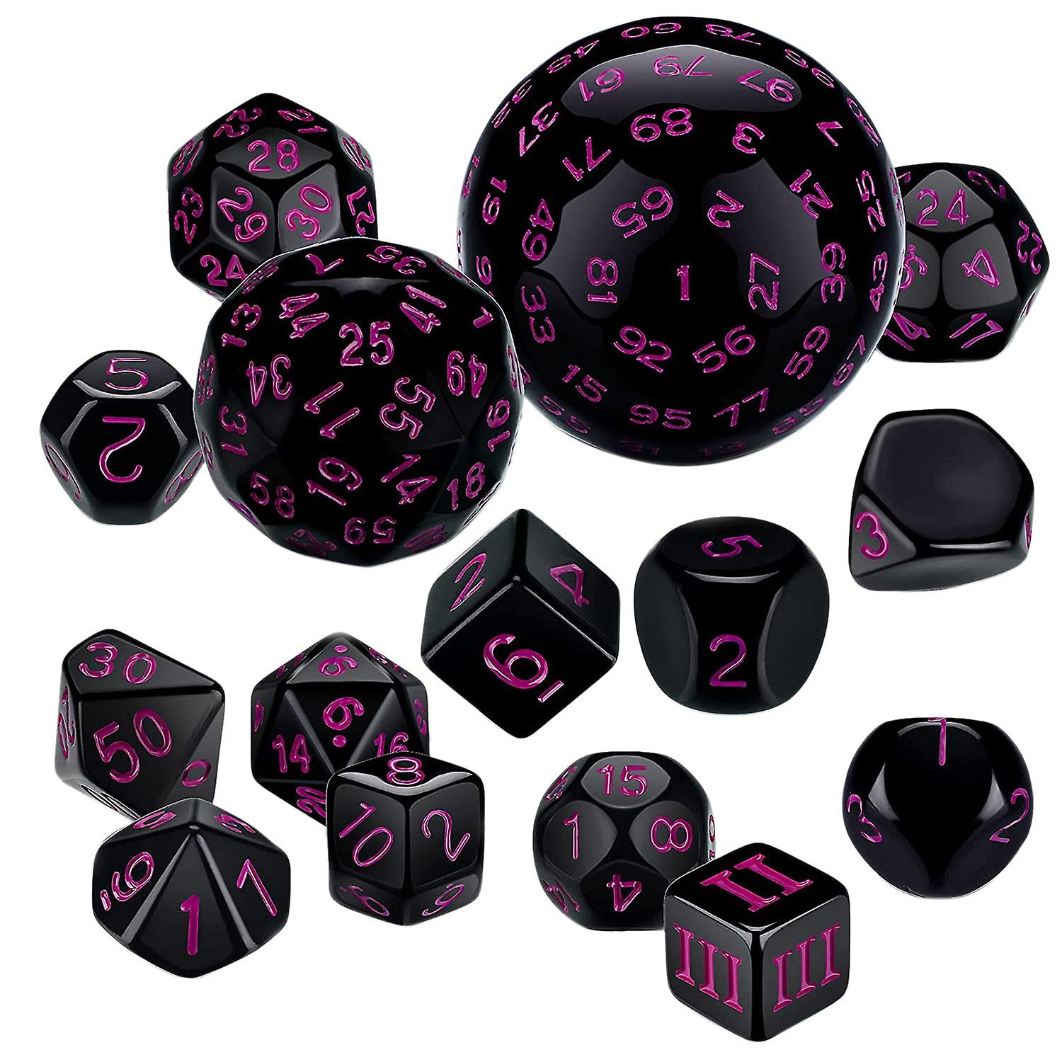 15Pieces Complete Polyhedral DND Set D3-D100 Spherical Set for Role Playing Table Games Supplies