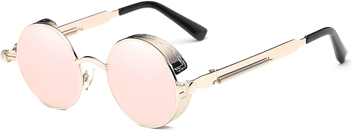 Ubiuo Vintage Steampunk Retro Metal Round Circle Frame Sunglasses