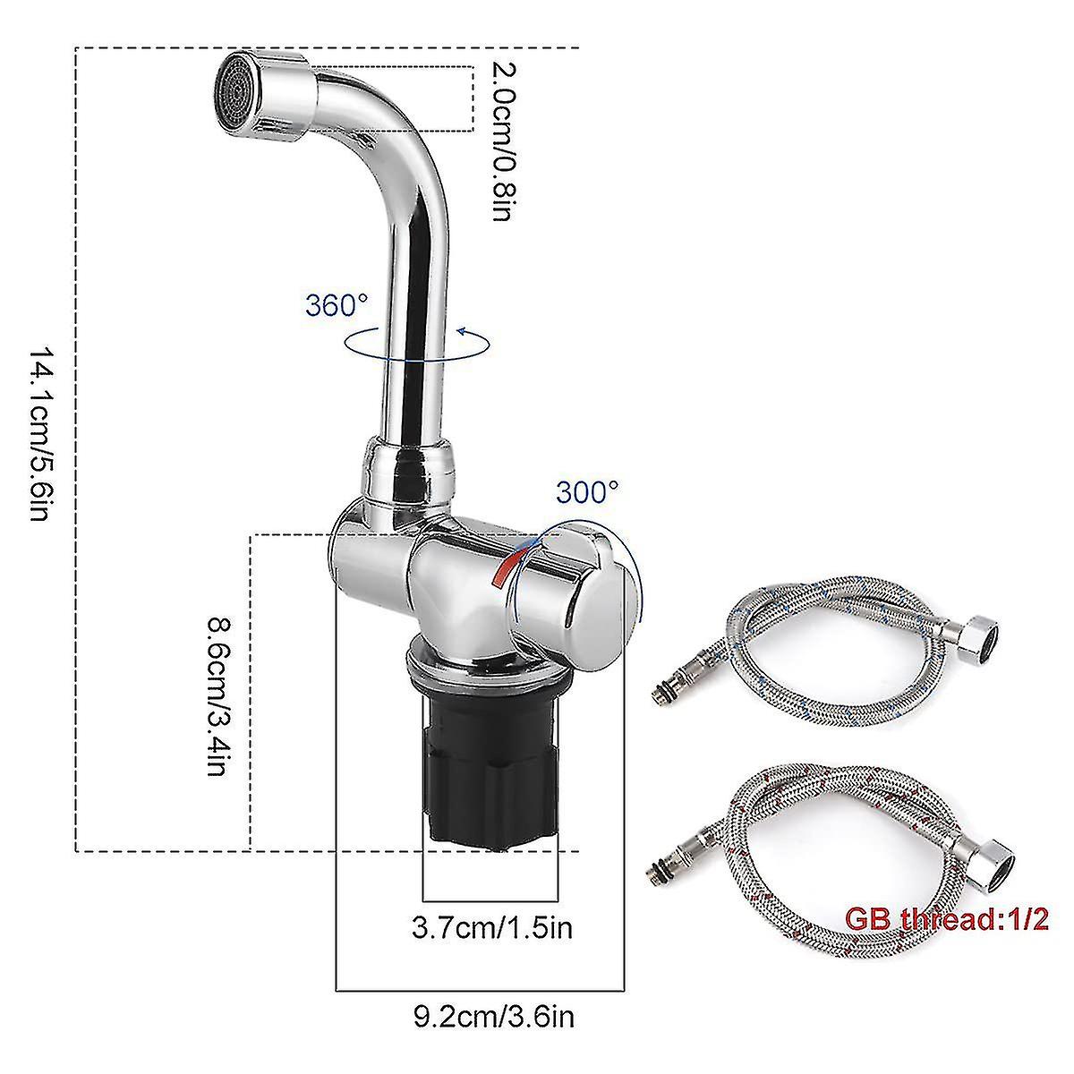 G1/2 Threaded Caravan Tap Folding Adjustable 360 Degree Swivel Hot And Cold  Water Basin Tap For Caravan Yachts | Fruugo IE