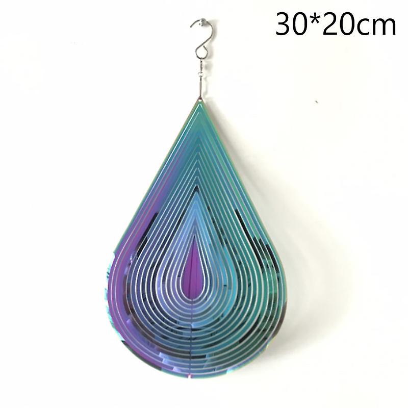 Battre Wind Spinner Drop Shape Acier inoxydable 3D Rotating Wind Chime Bell