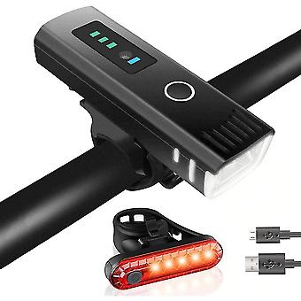 Bike Light Set, usb uppladdningsbart cykelljusset Led cykelljus bakljus säkerhetsljus för ut
