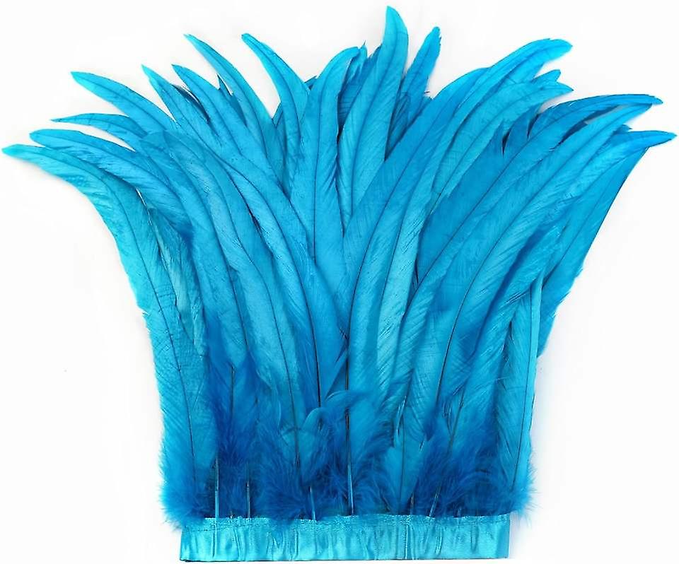 Wholesale 2m/piece Colored Rooster Tail Feather Fringe 12-14inch Pheasant Tail Feathers Ribbon Diy Crafts Carnival Costumes Decoration