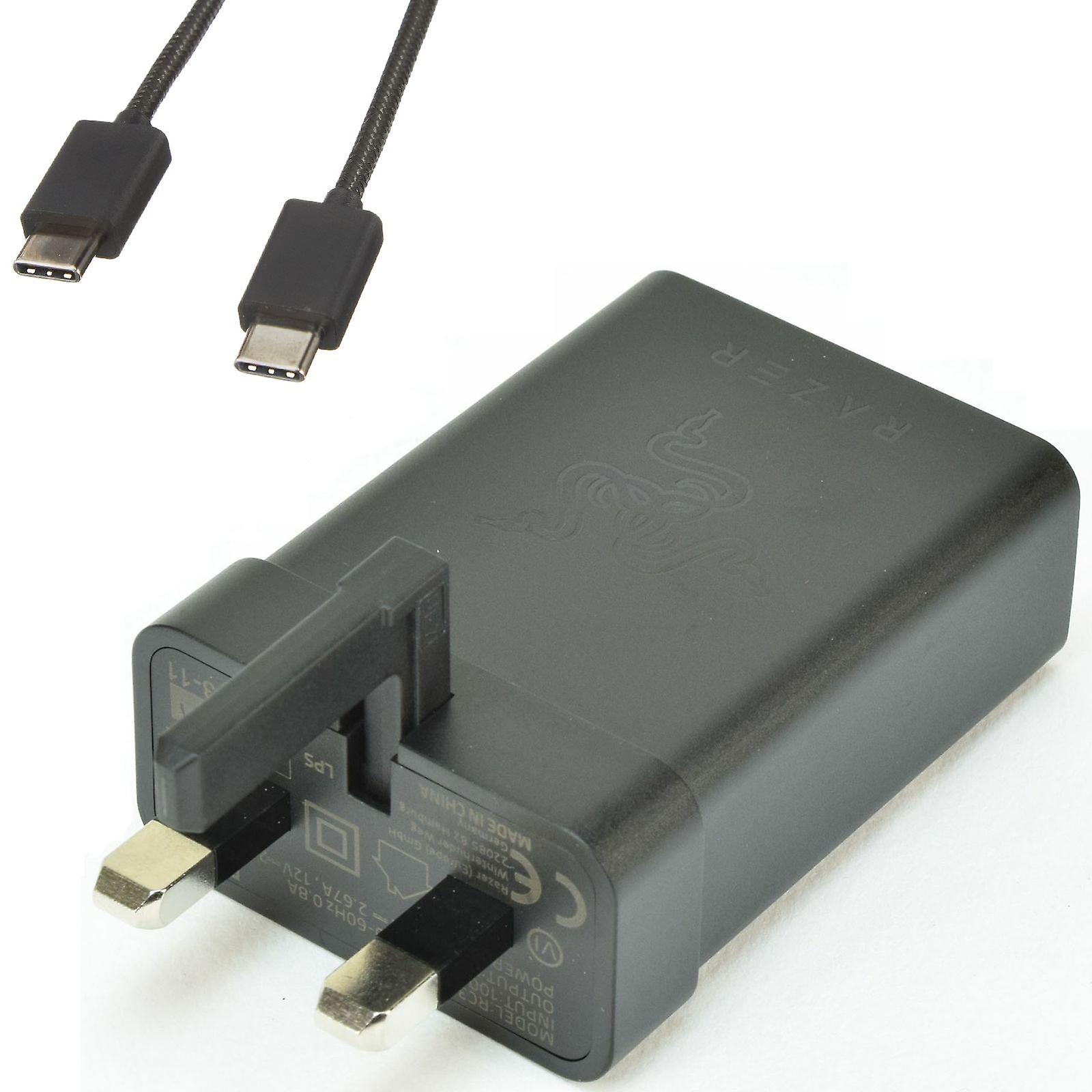 Official Razer Smartphone USB Type C to Type C Data Cable (RC30-021507) with Razer Power Adapter Charger (RC30-021503)