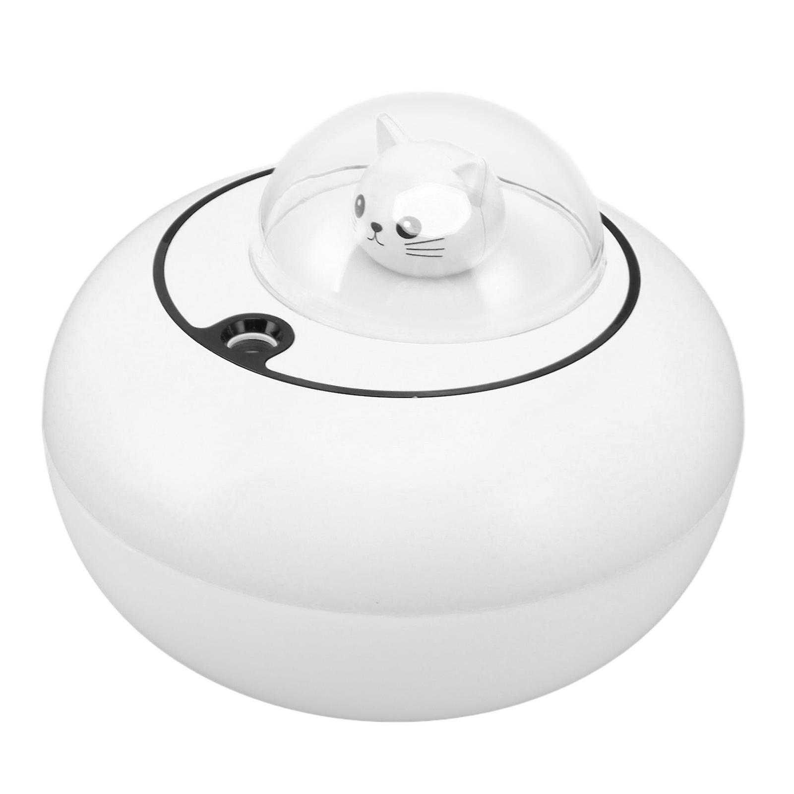 Mini Humidifier Cute Cat Sculpture Portable Quiet Desktop Air Humidifier for Home Office USB Plug in White 