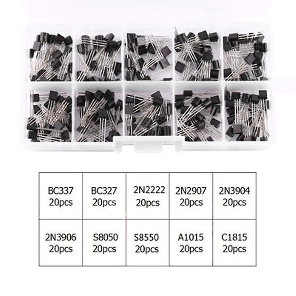 20pcs x10 Types NPN PNP Power Transistor Kit Box BC337 2N2222 S8050