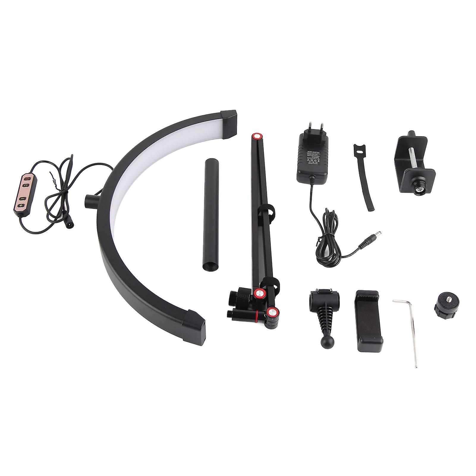 LED Fill Light Half Moon 360 Degree Rotating Adjustable Brightness Color Temperature Lamp for Photography Makeup Studio 110-240V EU Plug