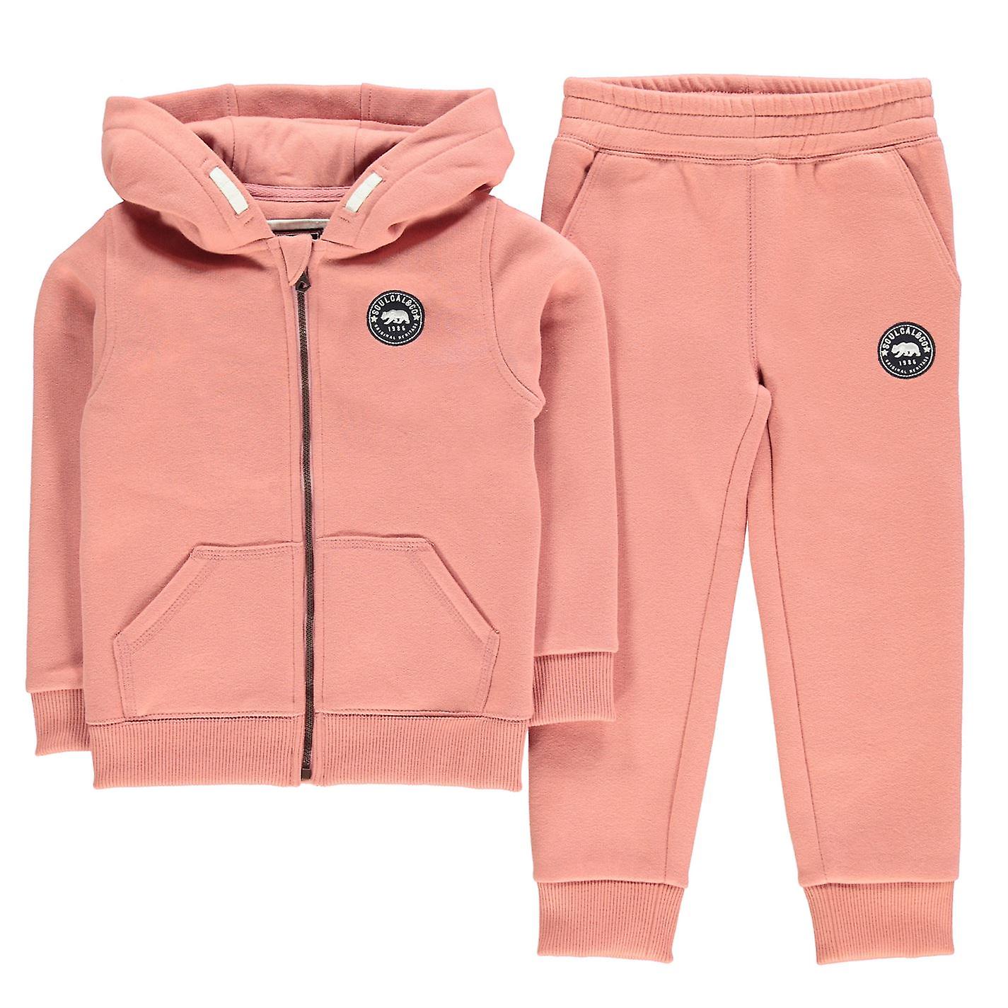 SoulCal Kids Zipped Jogging Set Unisex Infants Fleece Tracksuit Hooded ...