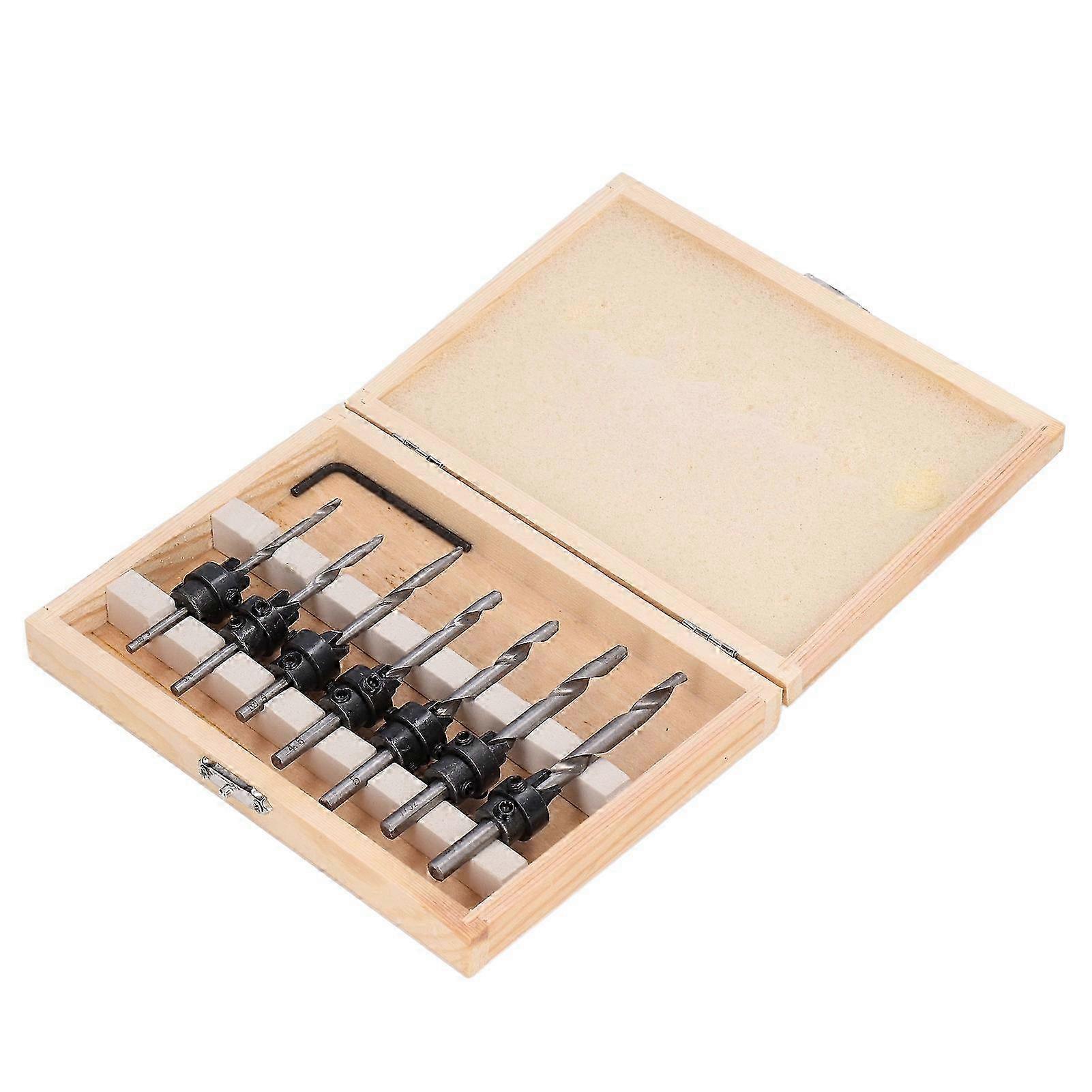 8Pcs/Set Tapered Countersink Bit Screw Set High Speed Steel Wood Pilot Hole for Woods