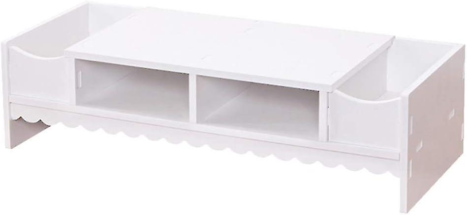 Monitor Stand With Drawer Laptop Pc Monitor Riser Rack Holder Desk Organizer Tabletop Storage Cabinet Wooden - q36