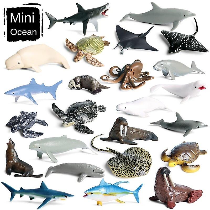 ミニ海の生物動物イルカエイサメカメモデルアクションフィギュア海洋水族館置物教育子供のおもちゃギフト