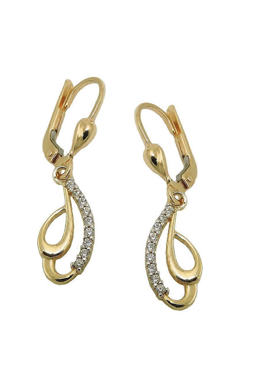 Leverback Earrings Zirconias 9k Gold - Gl431432