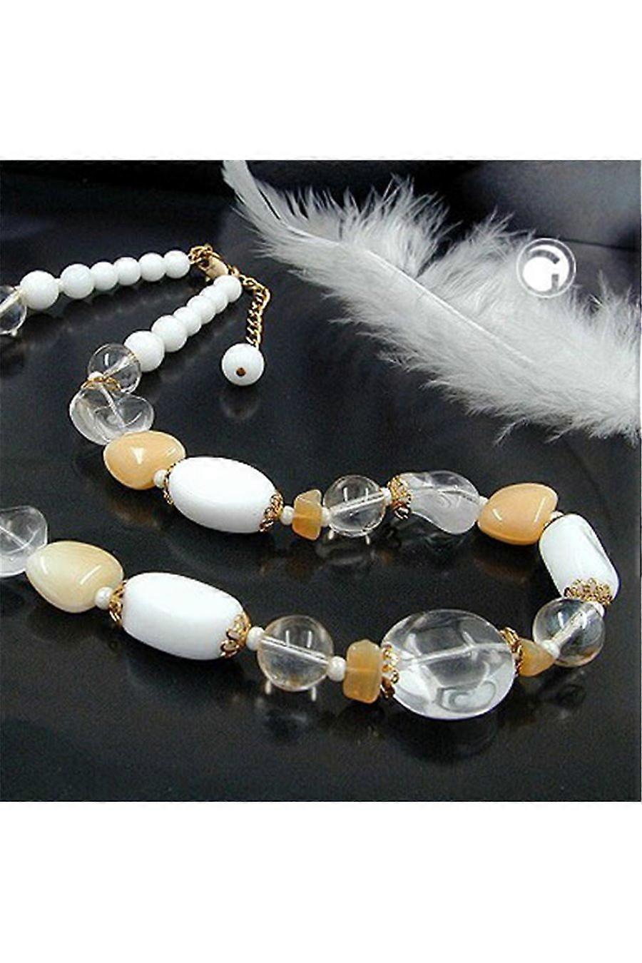 Necklace Glassbeads White-beige - Gl00920