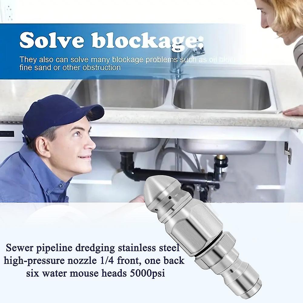 Sewer Pipe Unclogging High Pressure Nozzle Multifunctional Durable Hose Nozzle for Pipe Unplugging