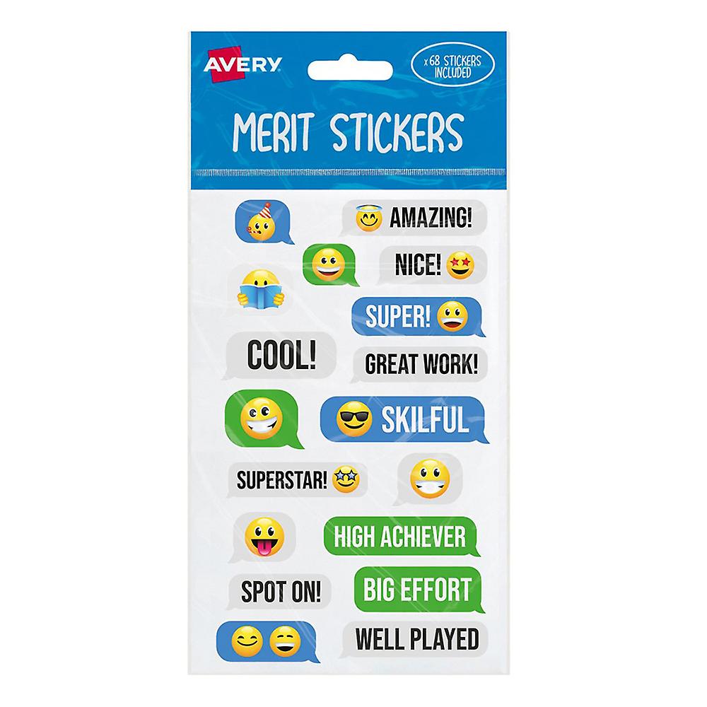 68 PIECES Avery Fun Messaging Shapes Merit Stickers for Rewards and Crafts