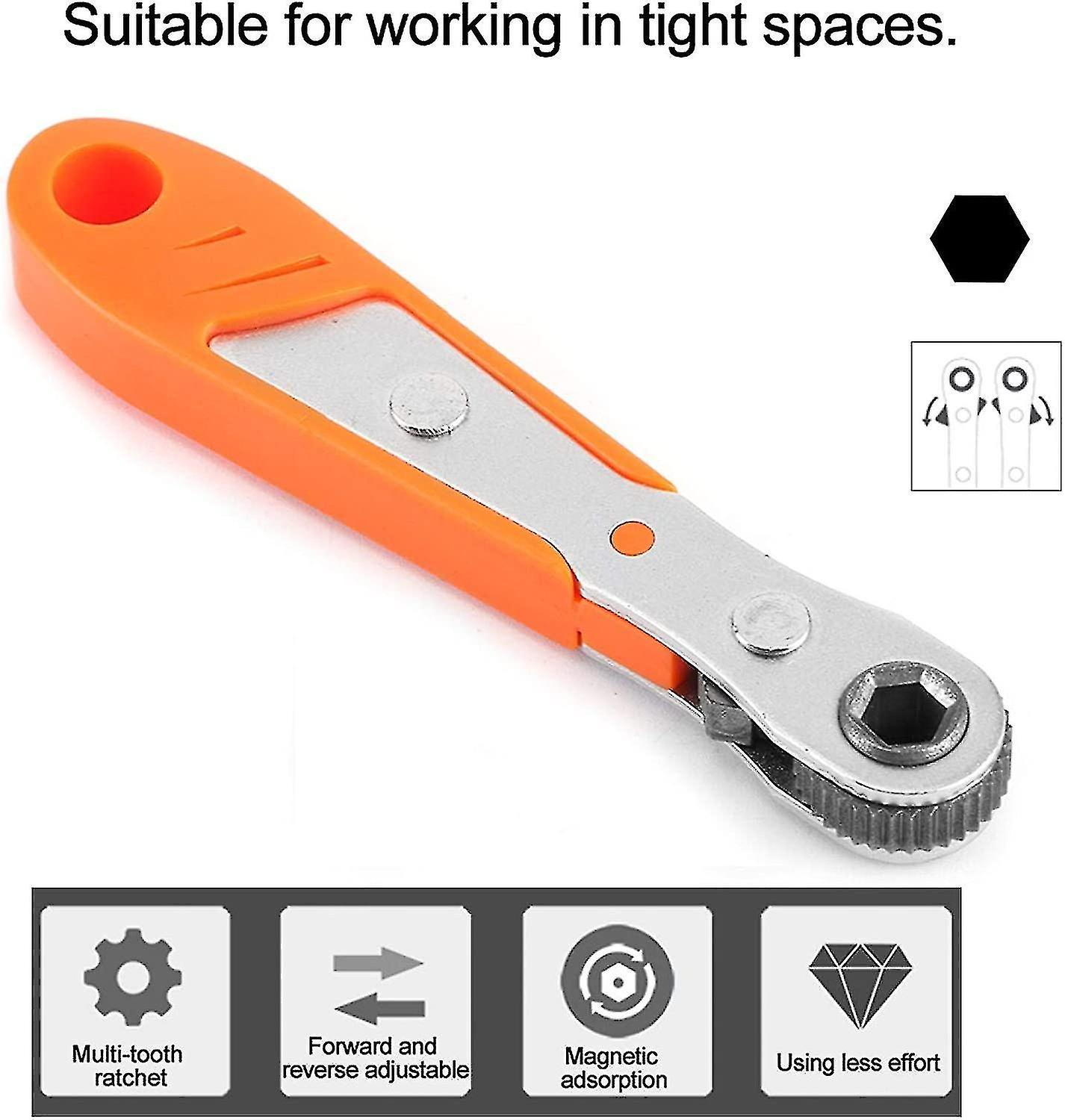 Mini 1/4" Socket Wrench with 36-Teeth Ratchet and Screwdriver Sleeve